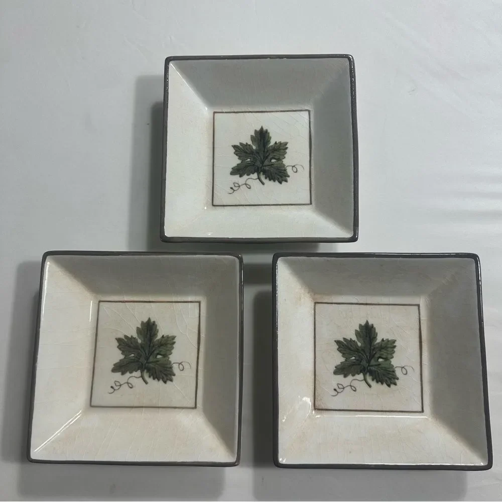 Williams Sonoma Ceramiche Arianna Set Of 3 GRAPE LEAF 8